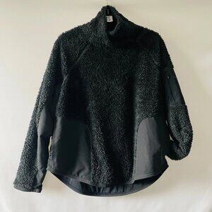 Nike Womens Black Therma Fleece Cozy Warm Pullover Sherpa Sweatshirt Size M